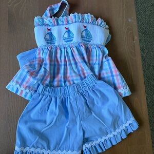 Stitchy Fish Smocked Sailboat Set 12/18